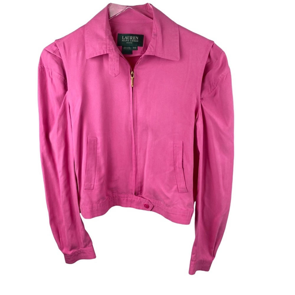 Lauren Ralph Lauren VINTAGE Pink Zip Up Cropped Jacket Blazer Petite 1980 Small